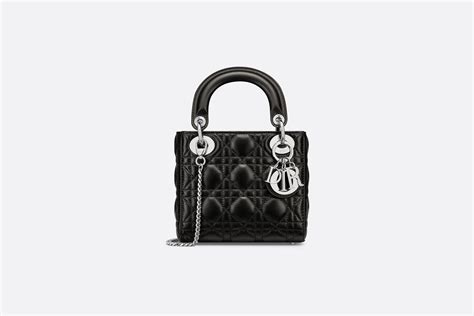 bolso mini lady dior|Bolso mini Lady Dior Piel de cordero Cannage negra .